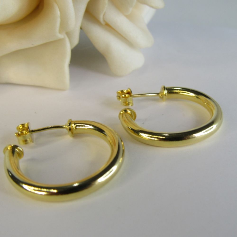 Brinco Argola Grossa Pequena Banhado em Ouro 18k