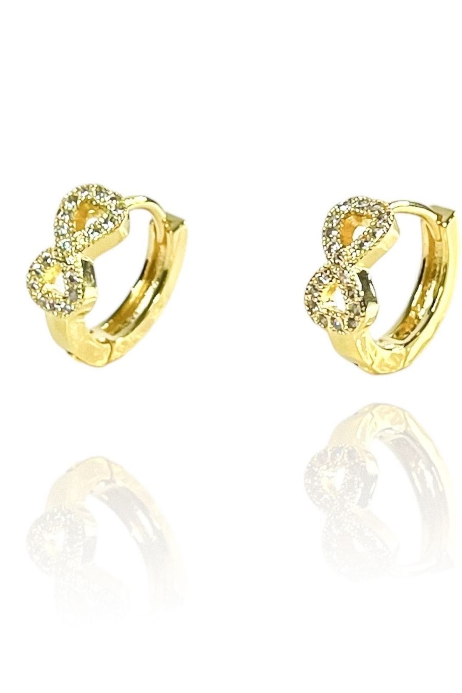 Brinco Argolinha Infinito Com Micro Zircônia Banhado em Ouro 18k