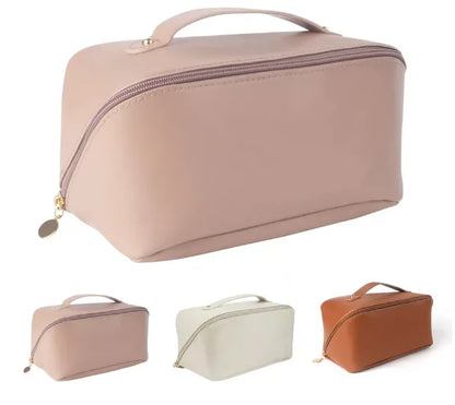 Bolsa Necessaire Feminino Cosmético De Couro PU De Grande Capacidade Portátil Viagem - Neverdie