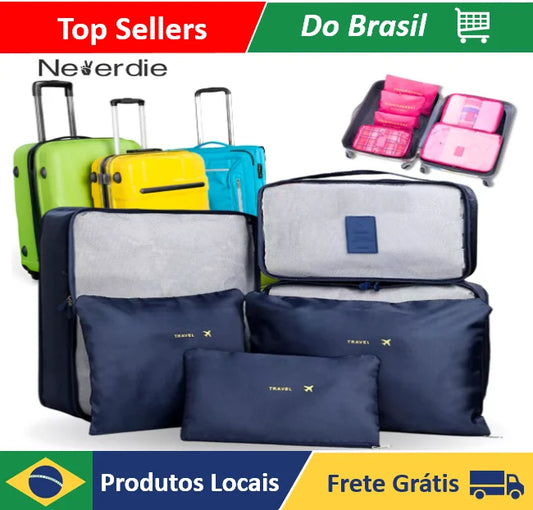 Kit 6 Necessaire Organizador De Mala De Bagagem Viagem