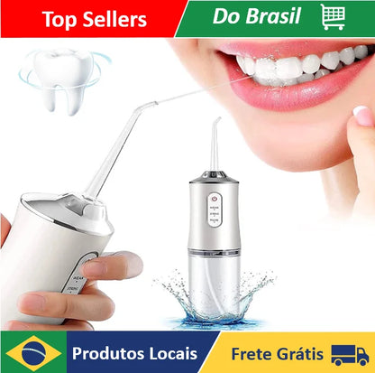 Irrigador Dental Oral Recarregavél 220ml Higiene Limpeza Bucal Portátil Limpador de Dente