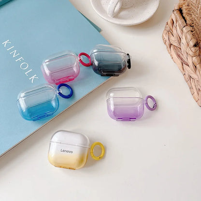 Transparente gradiente colorido caso do fone de ouvido para lenovo lp40 tws sem fio capa para lenovo lp40 pro fone de ouvido macio tpu caixa