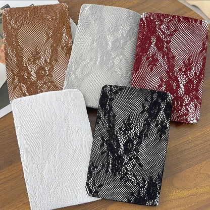 Lingerie feminina sexy oco para fora malha fishnet meia-calça lolita doce meninas estilo punk floral collants coloridos coxa meias altas