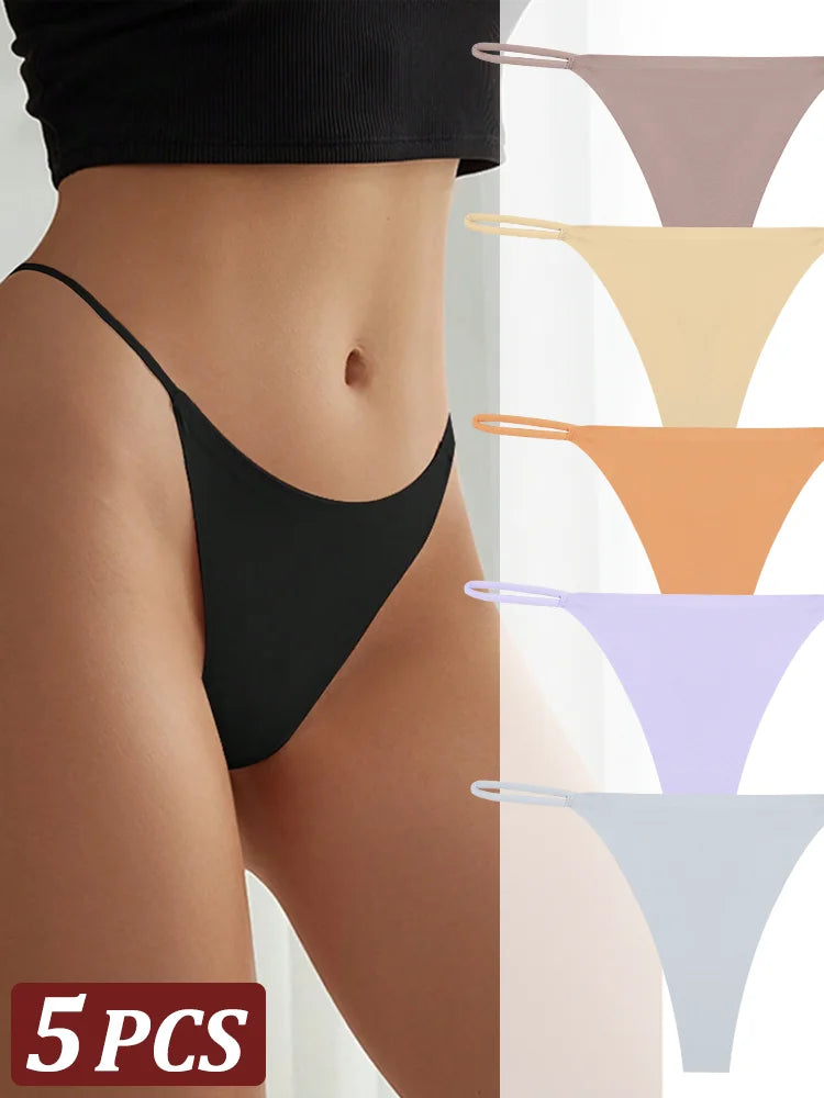 5 pçs sem costura tanga feminina invisível cinta fina cintura baixa alta estiramento flexibilidade calcinha sexy roupa interior senhoras briefs t-back