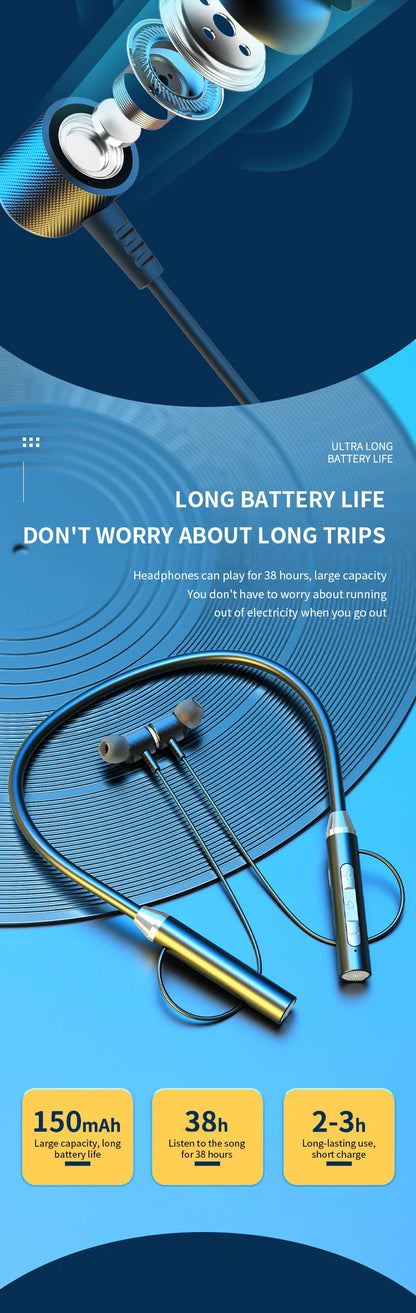 Tws bluetooth 5.0 neckband fones de ouvido estéreo esportes fone de ouvido magnético à prova dwaterproof água com microfone pescoço-pendurado fone de ouvido sem fio