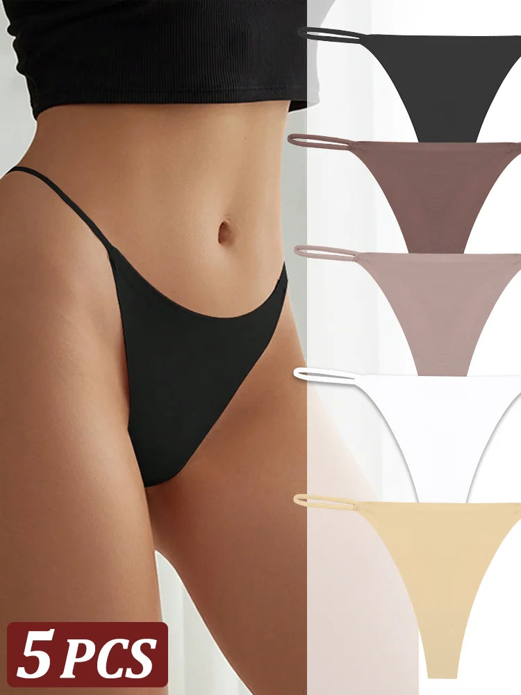 5 pçs sem costura tanga feminina invisível cinta fina cintura baixa alta estiramento flexibilidade calcinha sexy roupa interior senhoras briefs t-back