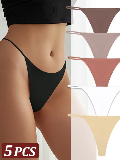 5 pçs sem costura tanga feminina invisível cinta fina cintura baixa alta estiramento flexibilidade calcinha sexy roupa interior senhoras briefs t-back