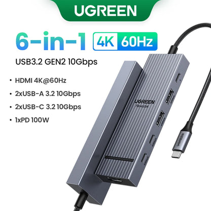 UGREEN Dual HDMI USB-C HUB 8K 4K Adaptador HDMI 10 em 1 Divisor com RJ45 USB3.0 PD 100W Dock para MacBook Pro Air Laptop USB HUB