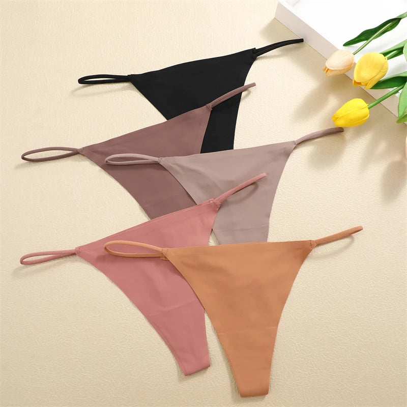 5 pçs sem costura tanga feminina invisível cinta fina cintura baixa alta estiramento flexibilidade calcinha sexy roupa interior senhoras briefs t-back
