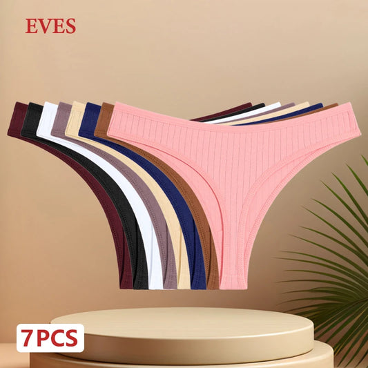 7 pçs feminino algodão listrado tangas roupa interior cintura baixa g-string calcinha sexy respirável cor sólida t-back casual biquíni lingerie