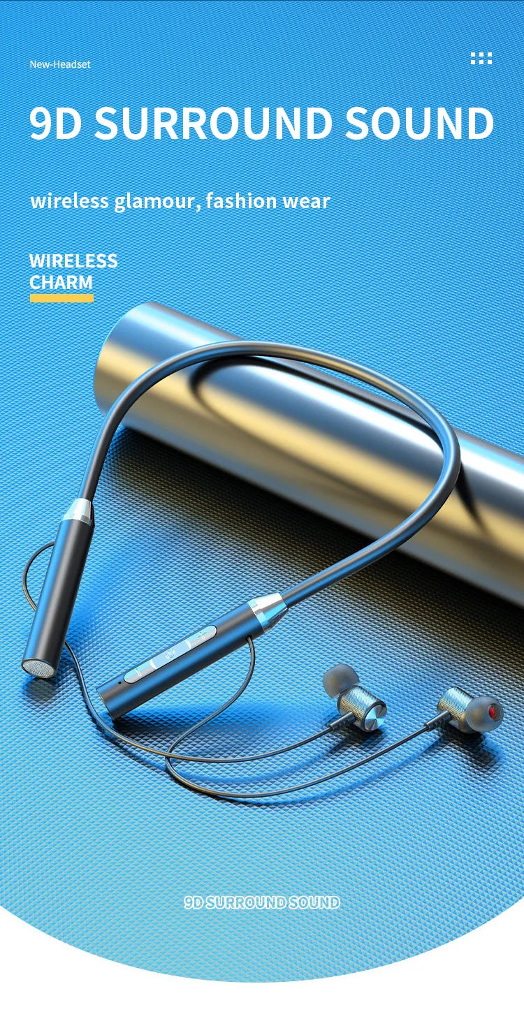 Tws bluetooth 5.0 neckband fones de ouvido estéreo esportes fone de ouvido magnético à prova dwaterproof água com microfone pescoço-pendurado fone de ouvido sem fio