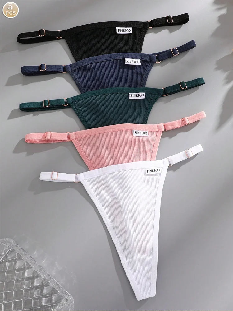 5 pçs algodão feminino cintura ajustável calcinha sexy tangas g-string cor sólida sem costura íntimo feminino cuecas lingerie S-XL