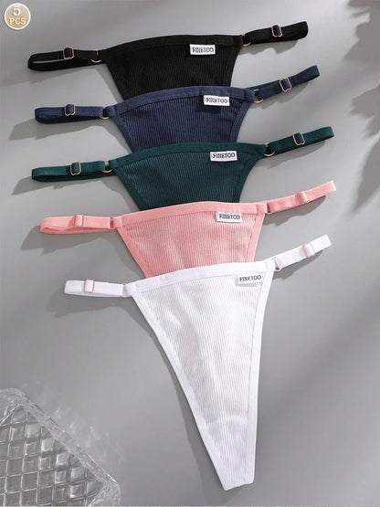 5 pçs algodão feminino cintura ajustável calcinha sexy tangas g-string cor sólida sem costura íntimo feminino cuecas lingerie S-XL