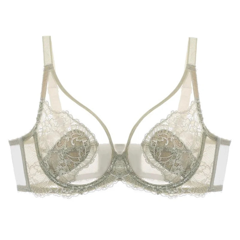 Lingerie feminina sutiãs finos renda copo cheio sutiãs lindamente bordados sutiãs anti-flacidez ultra-fino
