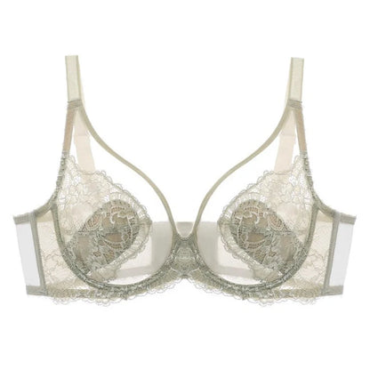 Lingerie feminina sutiãs finos renda copo cheio sutiãs lindamente bordados sutiãs anti-flacidez ultra-fino