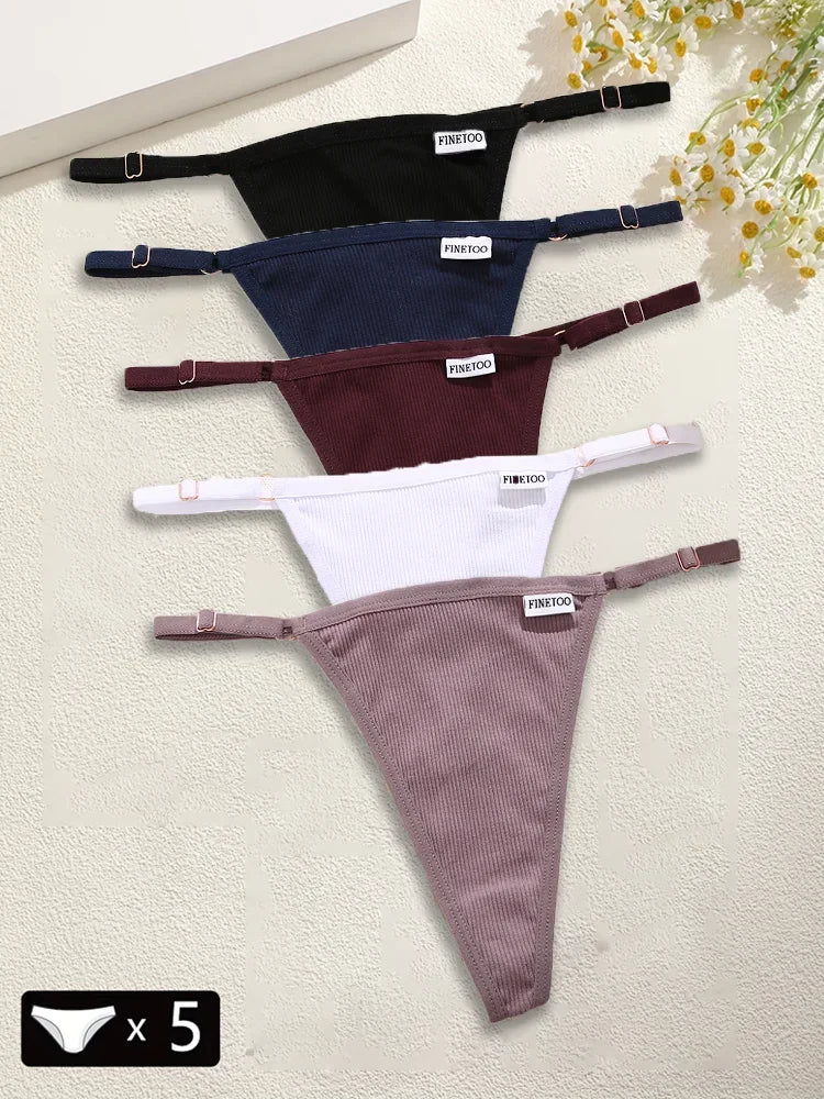 5 pçs algodão feminino cintura ajustável calcinha sexy tangas g-string cor sólida sem costura íntimo feminino cuecas lingerie S-XL