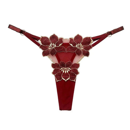 Lingerie tentação flor transparente bordado para meninas roupa interior coreana calcinha feminina t volta tangas cuecas de corda