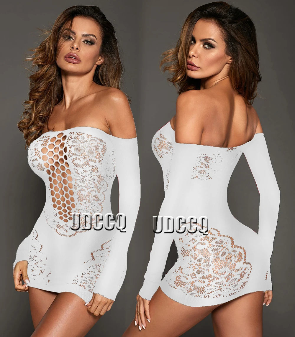 Lingerie sexy quente erótico quente babydoll sexy renda hoterotic langerie plus size roupa interior chemise manga longa íntima vestido w358