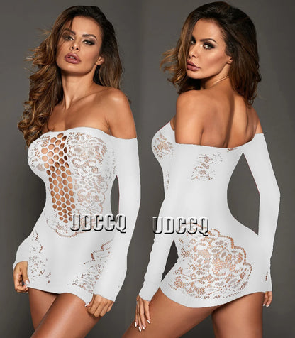 Lingerie sexy quente erótico quente babydoll sexy renda hoterotic langerie plus size roupa interior chemise manga longa íntima vestido w358