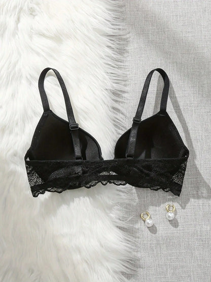 Lingerie feminina fivela frontal lindo peito sexy renda emenda cem sutiã reunido confortável