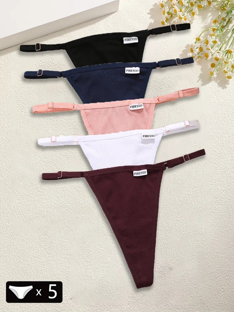5 pçs algodão feminino cintura ajustável calcinha sexy tangas g-string cor sólida sem costura íntimo feminino cuecas lingerie S-XL