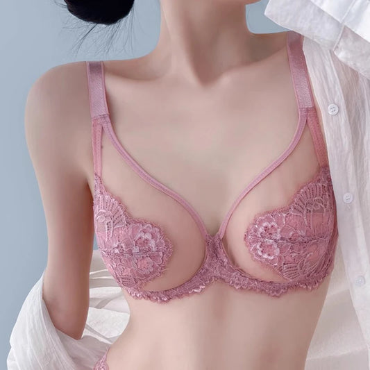 Lingerie feminina sutiãs finos renda copo cheio sutiãs lindamente bordados sutiãs anti-flacidez ultra-fino