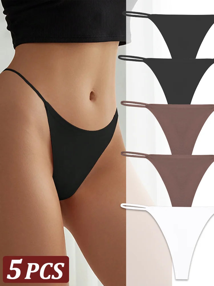 5 pçs sem costura tanga feminina invisível cinta fina cintura baixa alta estiramento flexibilidade calcinha sexy roupa interior senhoras briefs t-back