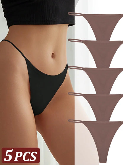 5 pçs sem costura tanga feminina invisível cinta fina cintura baixa alta estiramento flexibilidade calcinha sexy roupa interior senhoras briefs t-back