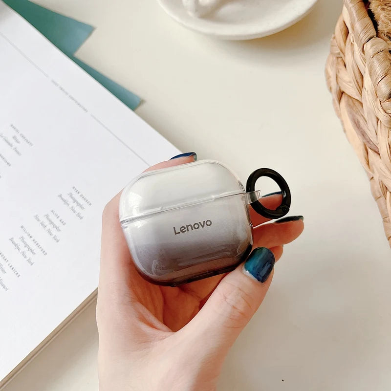 Transparente gradiente colorido caso do fone de ouvido para lenovo lp40 tws sem fio capa para lenovo lp40 pro fone de ouvido macio tpu caixa