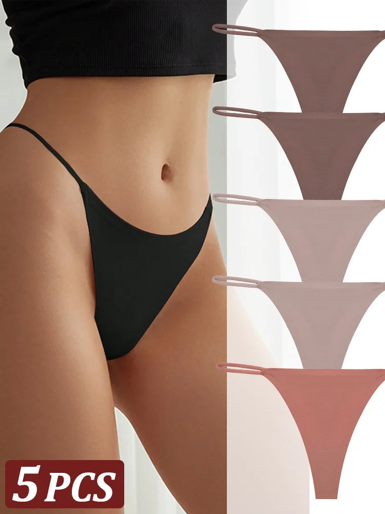 5 pçs sem costura tanga feminina invisível cinta fina cintura baixa alta estiramento flexibilidade calcinha sexy roupa interior senhoras briefs t-back