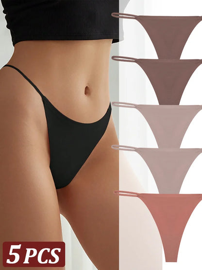 5 pçs sem costura tanga feminina invisível cinta fina cintura baixa alta estiramento flexibilidade calcinha sexy roupa interior senhoras briefs t-back