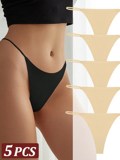 5 pçs sem costura tanga feminina invisível cinta fina cintura baixa alta estiramento flexibilidade calcinha sexy roupa interior senhoras briefs t-back