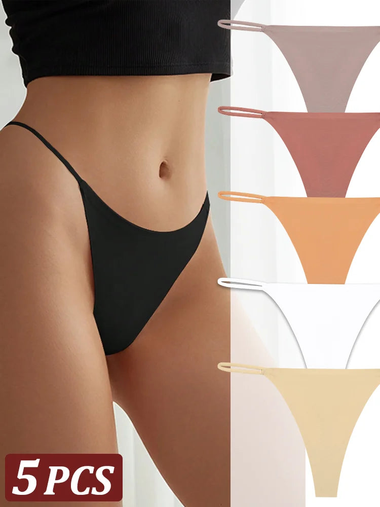 5 pçs sem costura tanga feminina invisível cinta fina cintura baixa alta estiramento flexibilidade calcinha sexy roupa interior senhoras briefs t-back