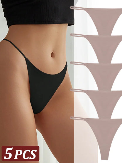 5 pçs sem costura tanga feminina invisível cinta fina cintura baixa alta estiramento flexibilidade calcinha sexy roupa interior senhoras briefs t-back