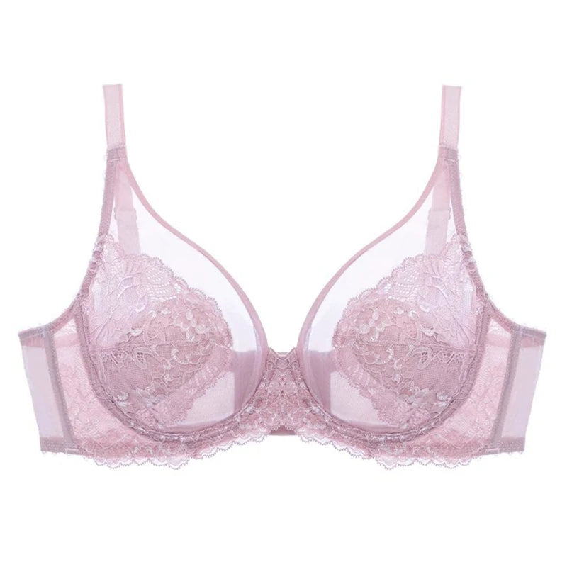 Lingerie feminina sutiãs finos renda copo cheio sutiãs lindamente bordados sutiãs anti-flacidez ultra-fino