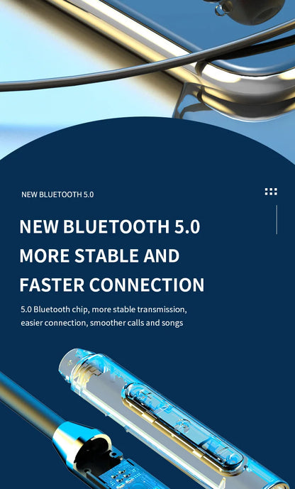 Tws bluetooth 5.0 neckband fones de ouvido estéreo esportes fone de ouvido magnético à prova dwaterproof água com microfone pescoço-pendurado fone de ouvido sem fio