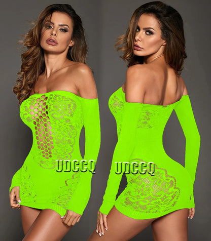 Lingerie sexy quente erótico quente babydoll sexy renda hoterotic langerie plus size roupa interior chemise manga longa íntima vestido w358