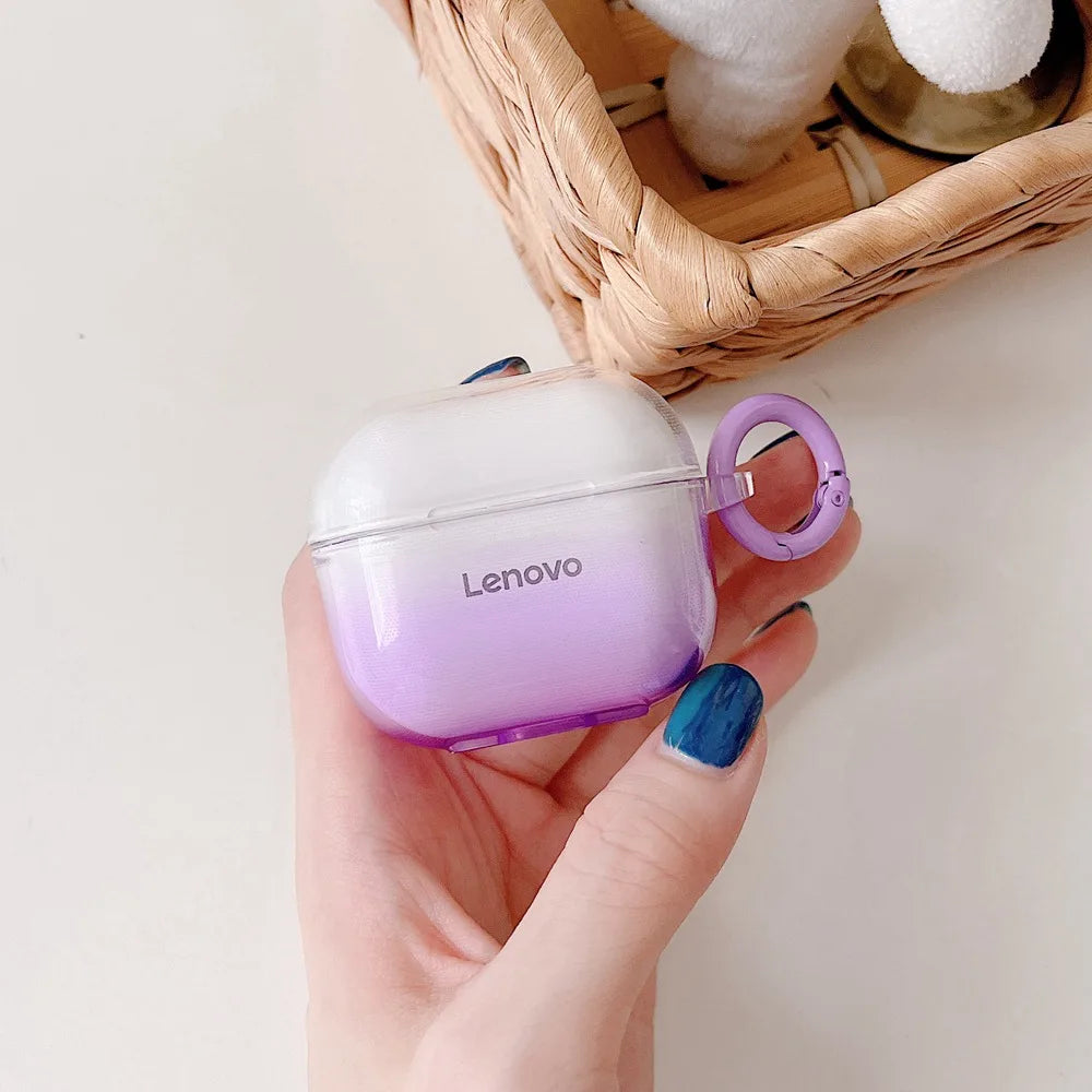 Transparente gradiente colorido caso do fone de ouvido para lenovo lp40 tws sem fio capa para lenovo lp40 pro fone de ouvido macio tpu caixa