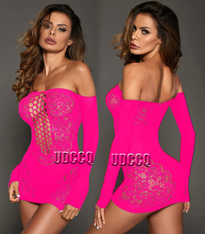 Lingerie sexy quente erótico quente babydoll sexy renda hoterotic langerie plus size roupa interior chemise manga longa íntima vestido w358
