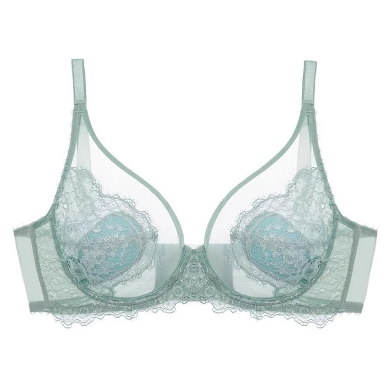 Lingerie feminina sutiãs finos renda copo cheio sutiãs lindamente bordados sutiãs anti-flacidez ultra-fino
