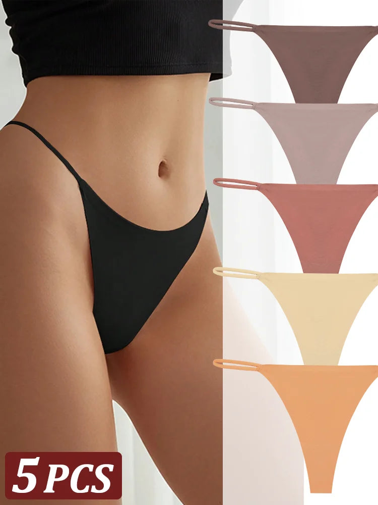 5 pçs sem costura tanga feminina invisível cinta fina cintura baixa alta estiramento flexibilidade calcinha sexy roupa interior senhoras briefs t-back