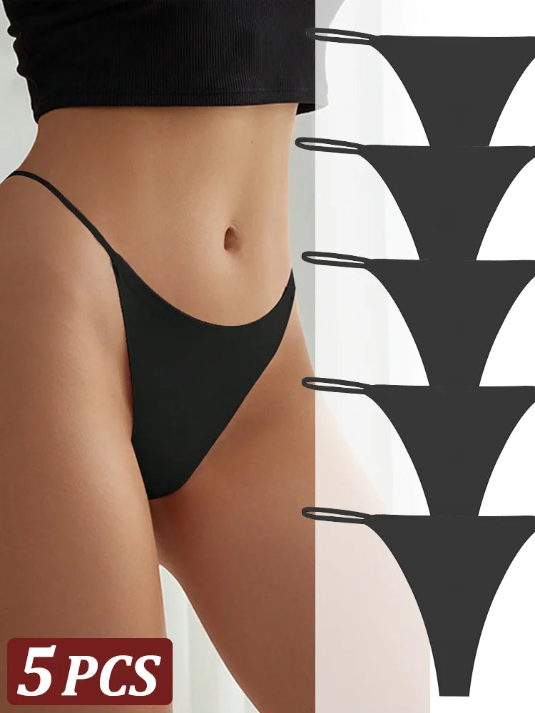 5 pçs sem costura tanga feminina invisível cinta fina cintura baixa alta estiramento flexibilidade calcinha sexy roupa interior senhoras briefs t-back