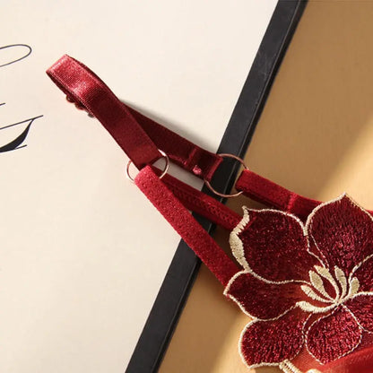 Lingerie tentação flor transparente bordado para meninas roupa interior coreana calcinha feminina t volta tangas cuecas de corda