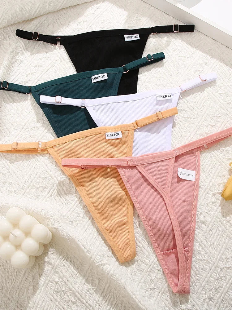 5 pçs algodão feminino cintura ajustável calcinha sexy tangas g-string cor sólida sem costura íntimo feminino cuecas lingerie S-XL
