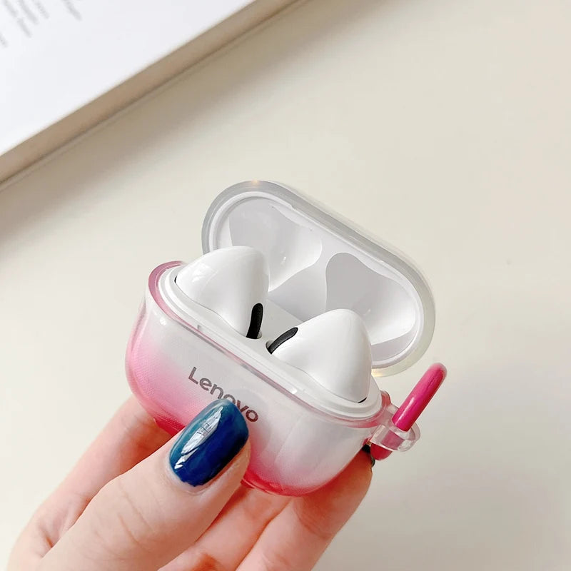 Transparente gradiente colorido caso do fone de ouvido para lenovo lp40 tws sem fio capa para lenovo lp40 pro fone de ouvido macio tpu caixa