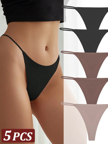 5 pçs sem costura tanga feminina invisível cinta fina cintura baixa alta estiramento flexibilidade calcinha sexy roupa interior senhoras briefs t-back