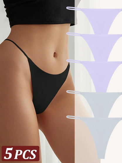 5 pçs sem costura tanga feminina invisível cinta fina cintura baixa alta estiramento flexibilidade calcinha sexy roupa interior senhoras briefs t-back
