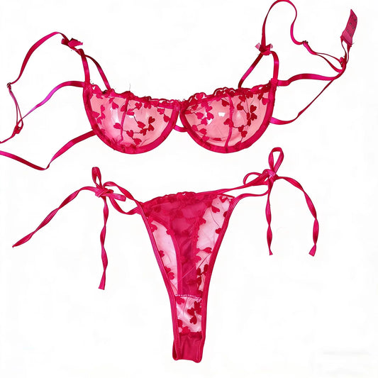 Conjunto de lingerie feminina noite linda sexy 2 peças floral bordado roupa interior sexy lingerie erótica conjunto de sutiã erótico