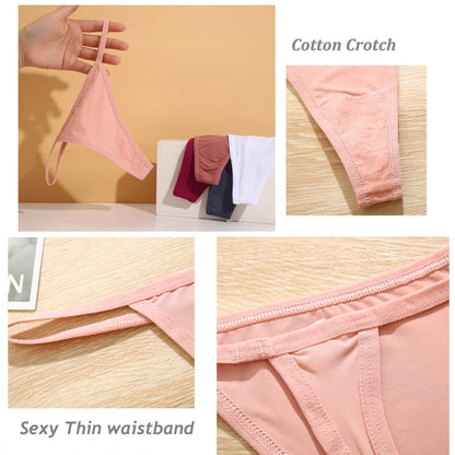 6 pçs/set calcinha de algodão para mulheres sem costura baixo aumento tangas feminino g-string respirável roupa interior senhoras cor sólida lingerie sexy