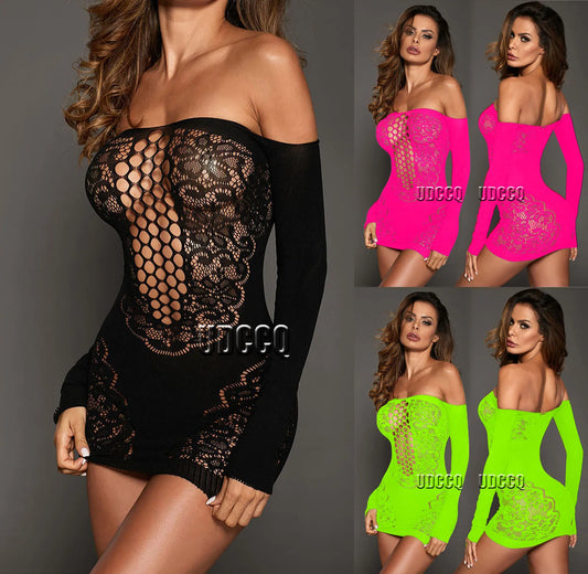 Lingerie sexy quente erótico quente babydoll sexy renda hoterotic langerie plus size roupa interior chemise manga longa íntima vestido w358
